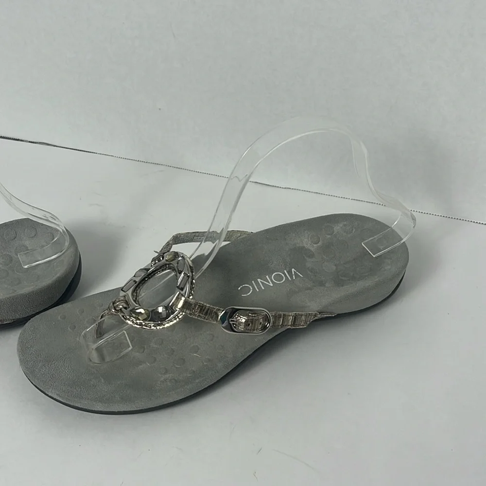 Vionic Ricci Jeweled Orthopedic Comfort‎ Sandal Flip Flop Womens 9 in Silver